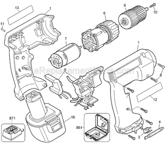 Page B Diagram and Parts List for PS3500 Type 1 Black and Decker Cordless Drill